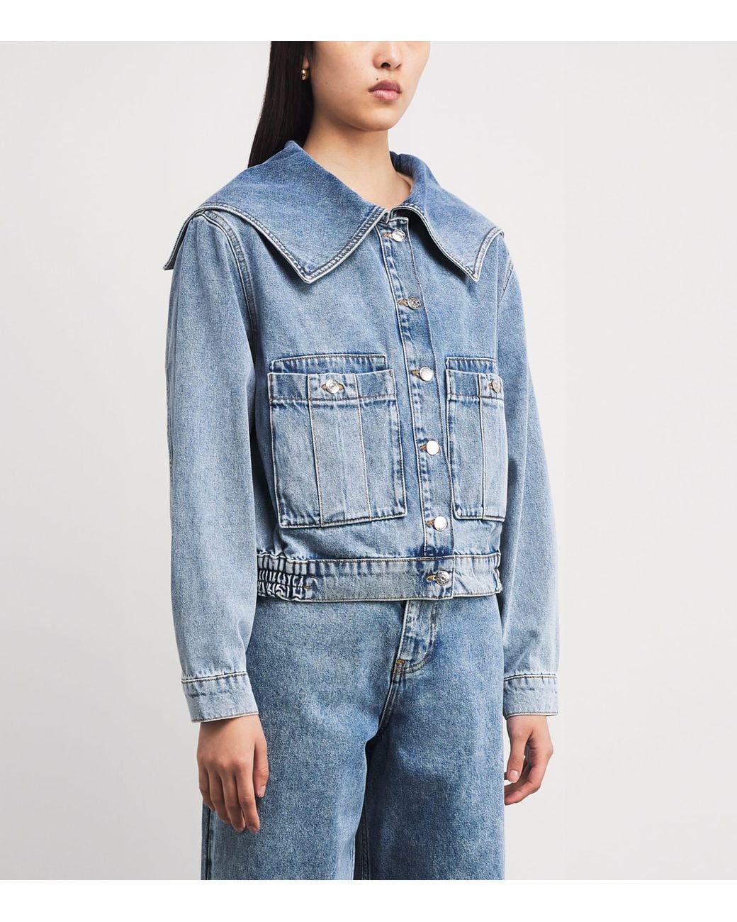Claudie Pierlot Blue Oversized Collar Denim Jacket