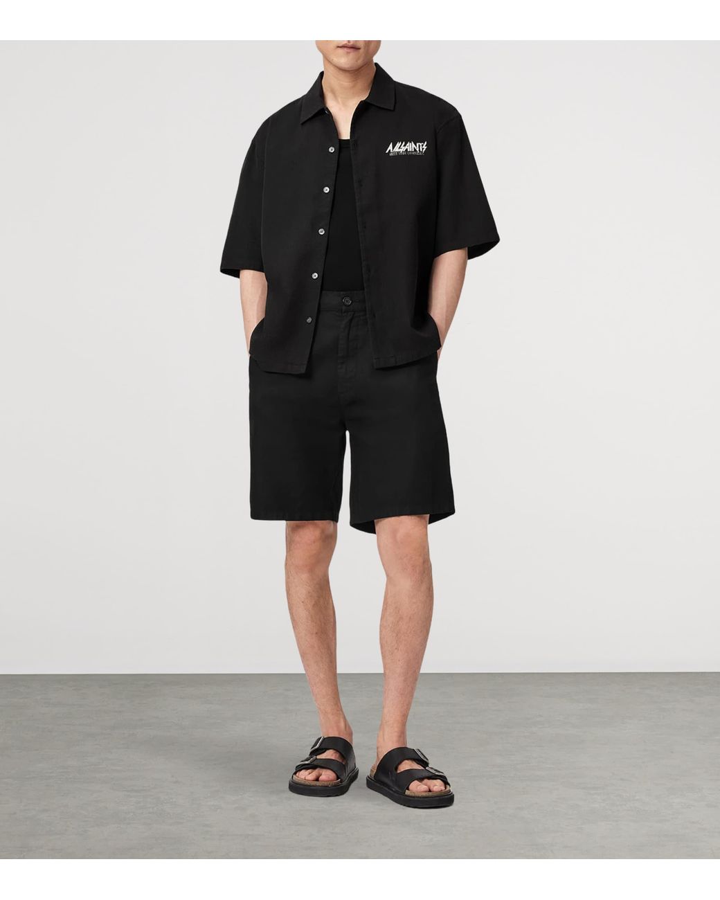 AllSaints Black Synth Logo Shirt for men