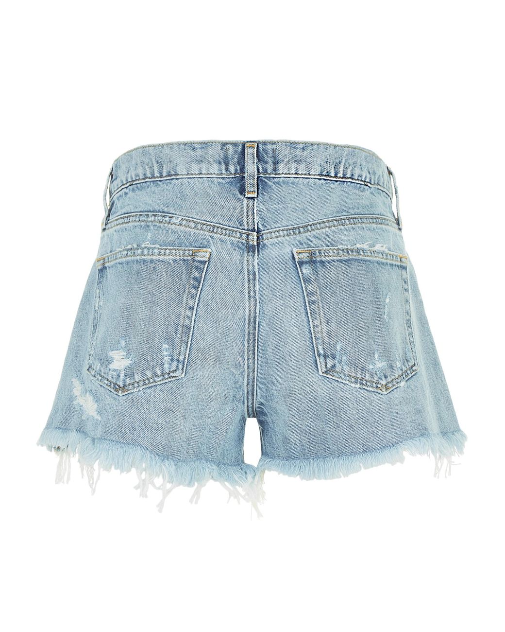 Agolde Blue Parker Fringed Denim Shorts