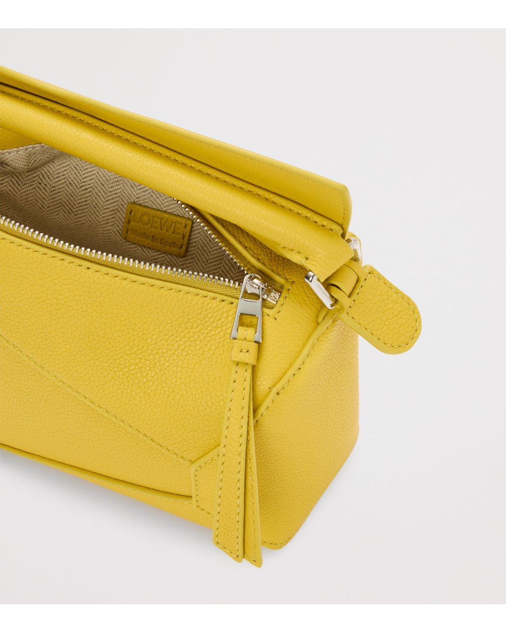 Loewe Yellow Mini Leather Puzzle Edge Top-Handle Bag