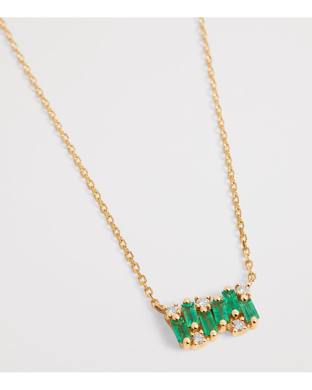 Suzanne Kalan Metallic Emerald And Diamond Shimmer Pendant Necklace