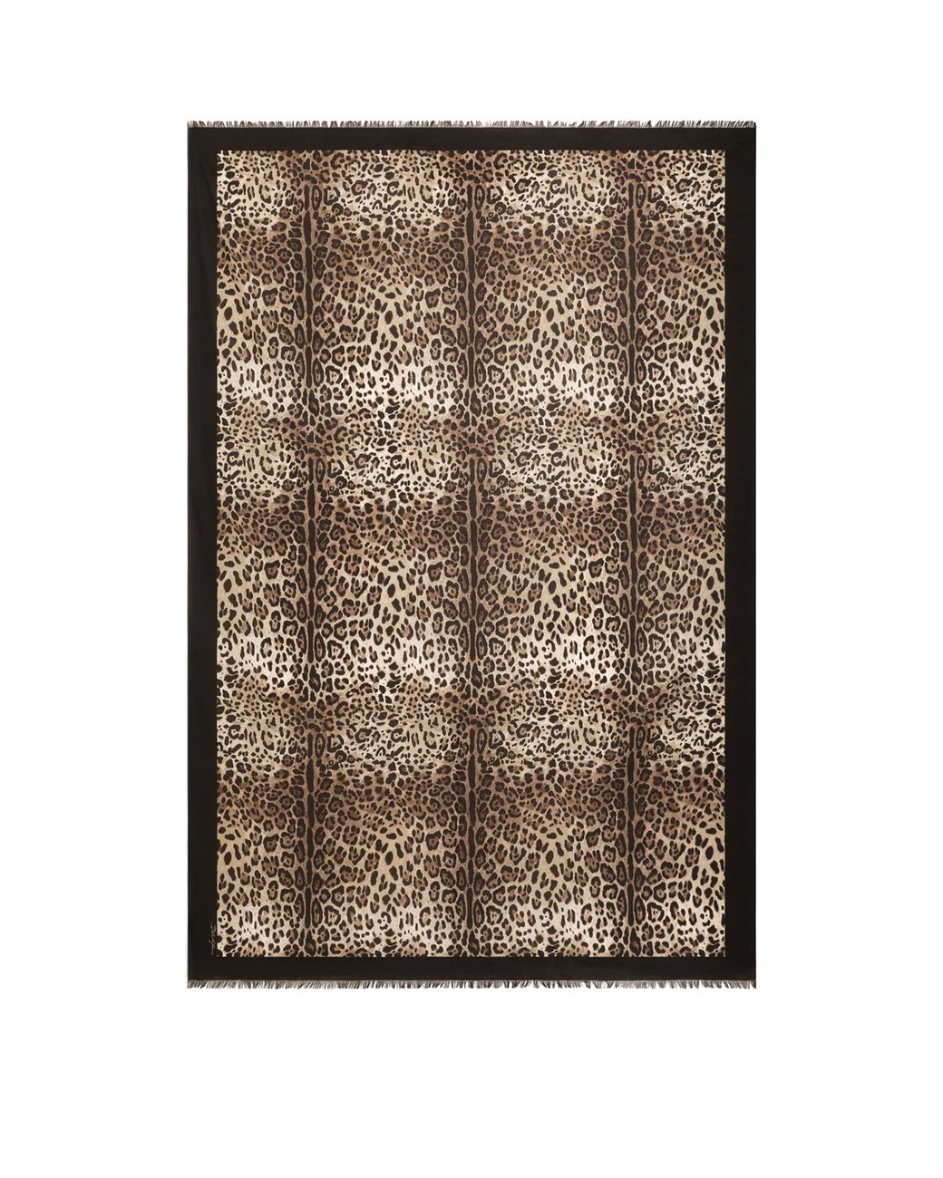 Dolce & Gabbana Brown Cotton Leopard Print Foulard