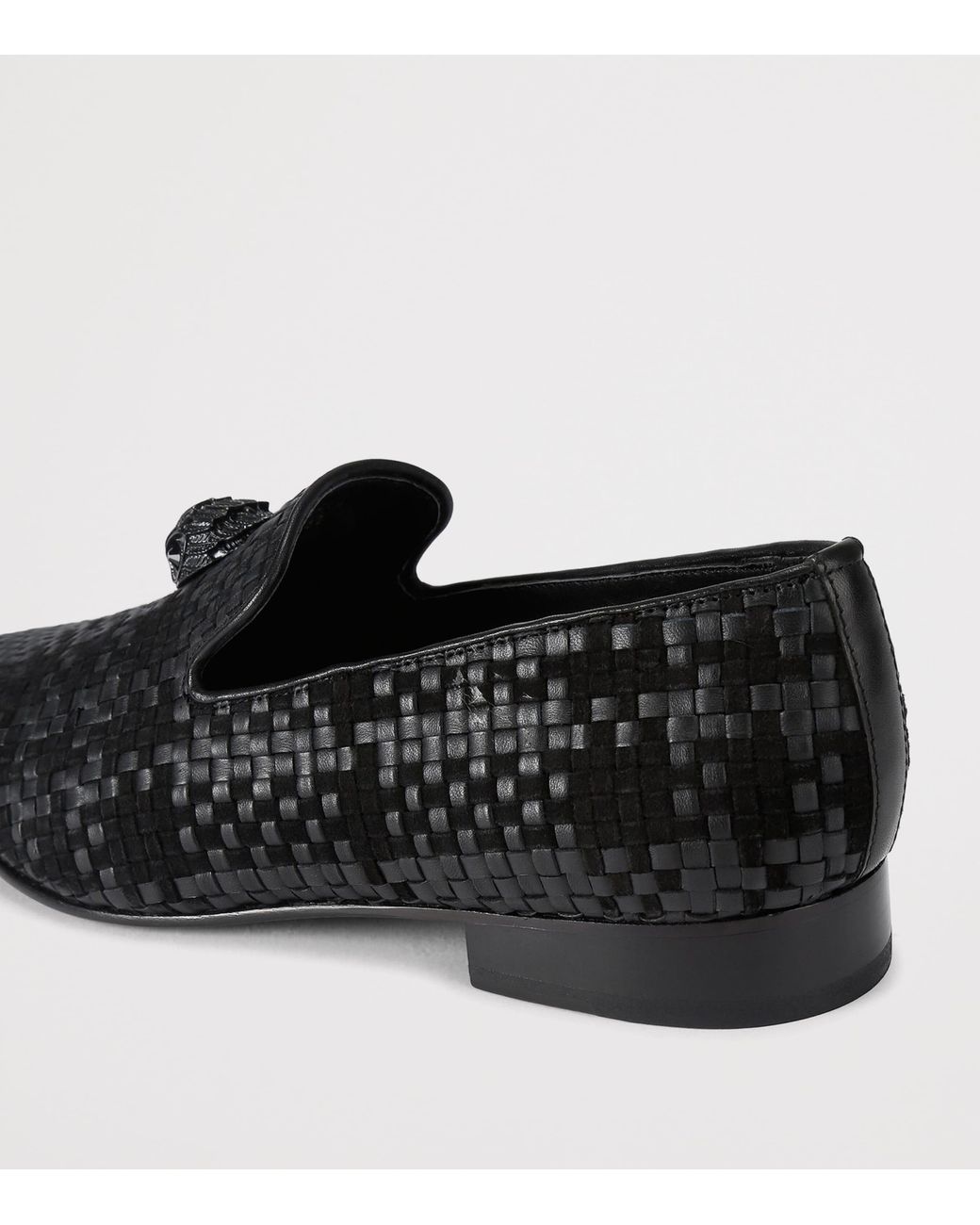 Kurt Geiger Black Leather Woven Ace Loafers