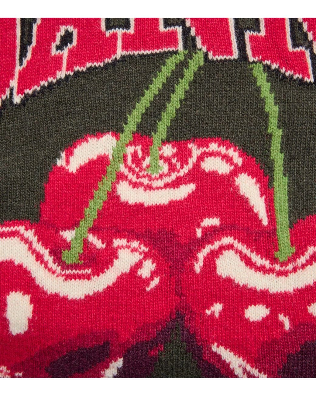 Ganni Black Wool-Blend Oversized Cherry Sweater