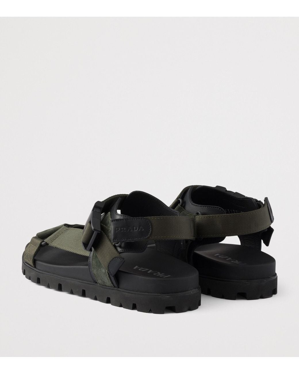 Prada Black Suede And Woven Tape Sandals for men