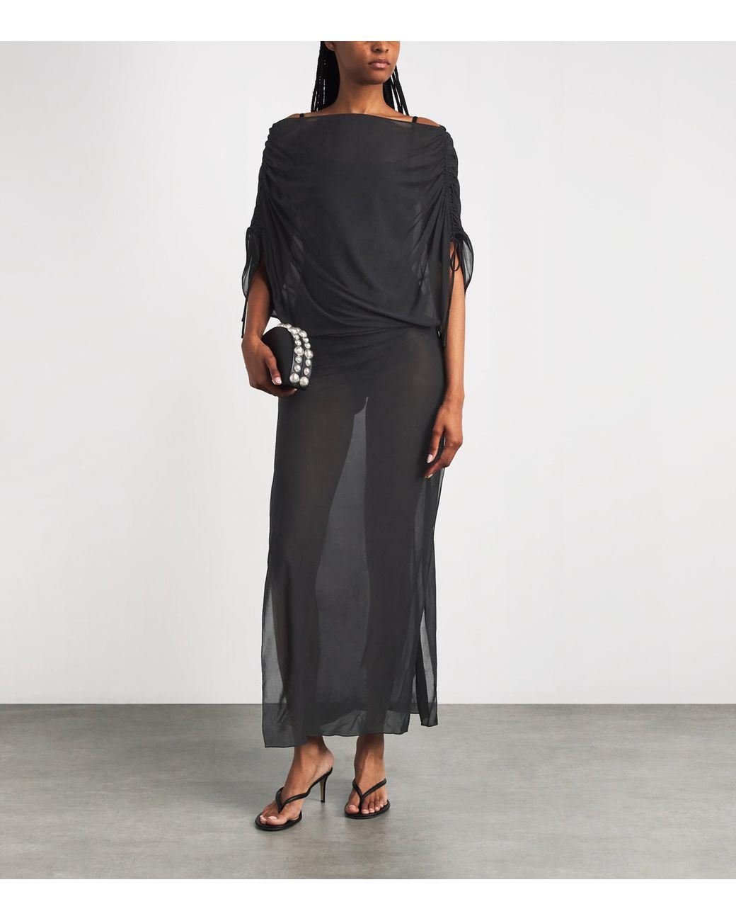 Moré Noir Black Chiffon Brighton Maxi Dress