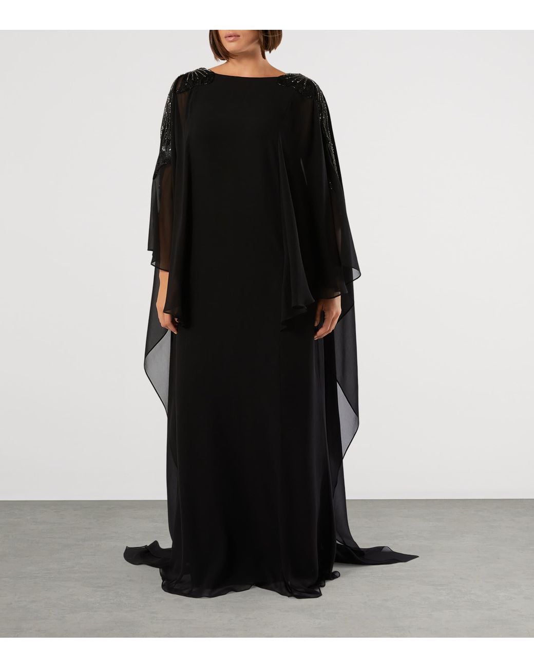 Marina Rinaldi Black Embellished Caped Gown