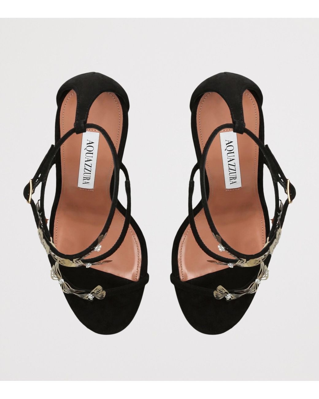 Aquazzura Black Leather Papillon Sauvage Sandals 105