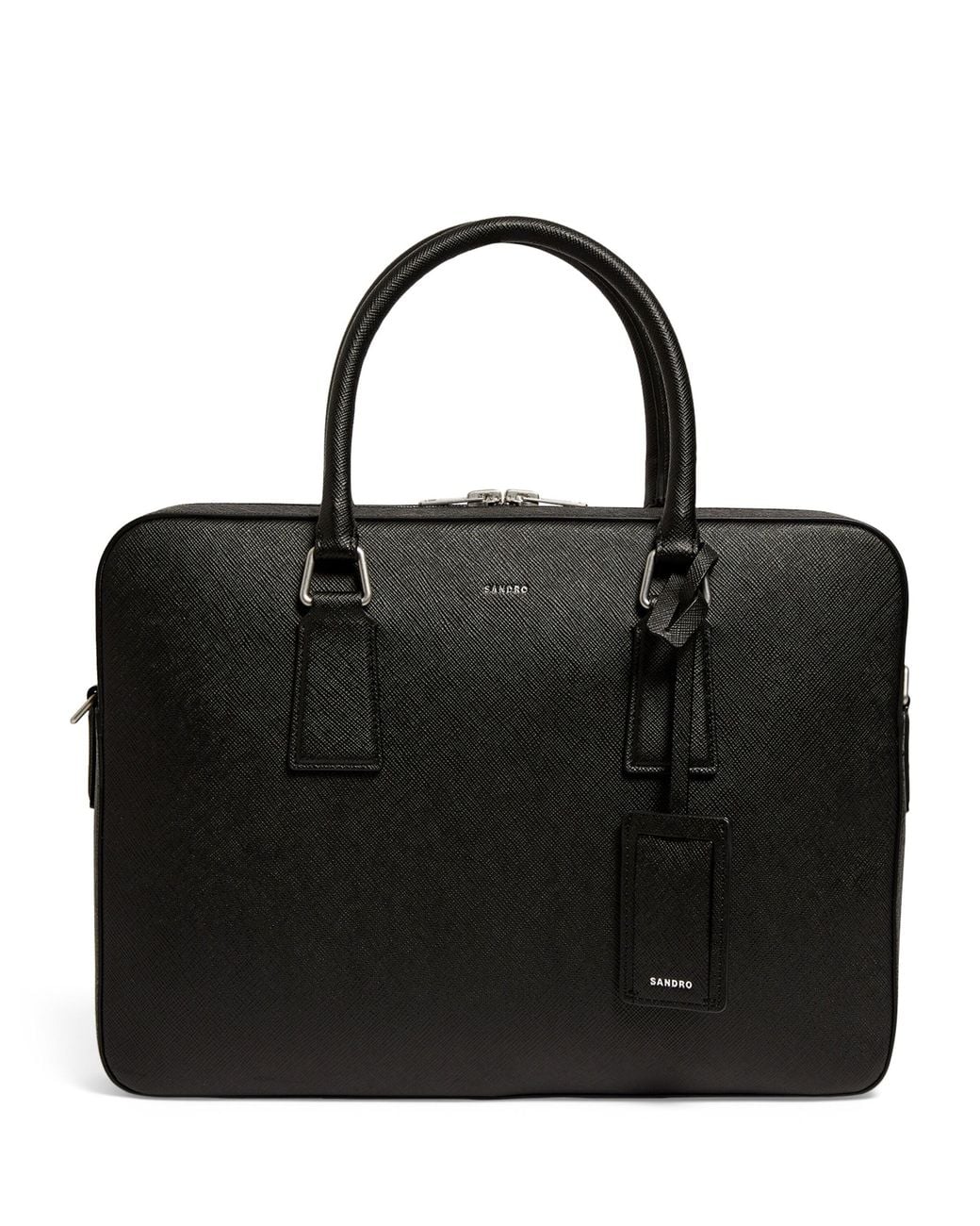 Sandro Black Reconstituted Leather Slim Briefcase for men
