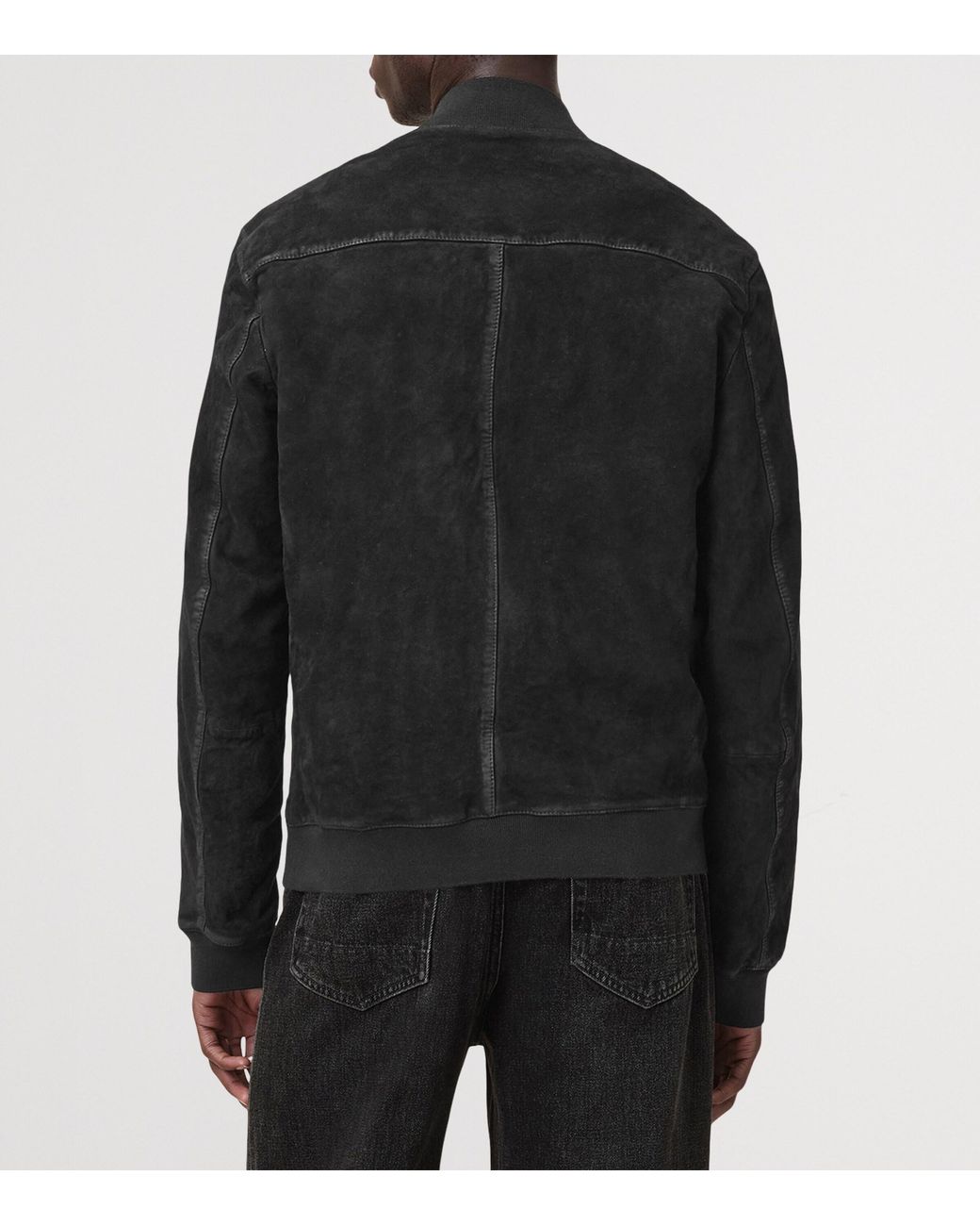 AllSaints Black Suede Kemble Bomber Jacket for men