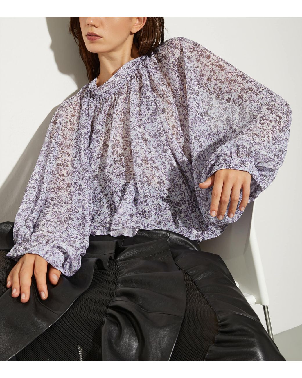 MAX&Co. Purple Crepe Printed Blouse