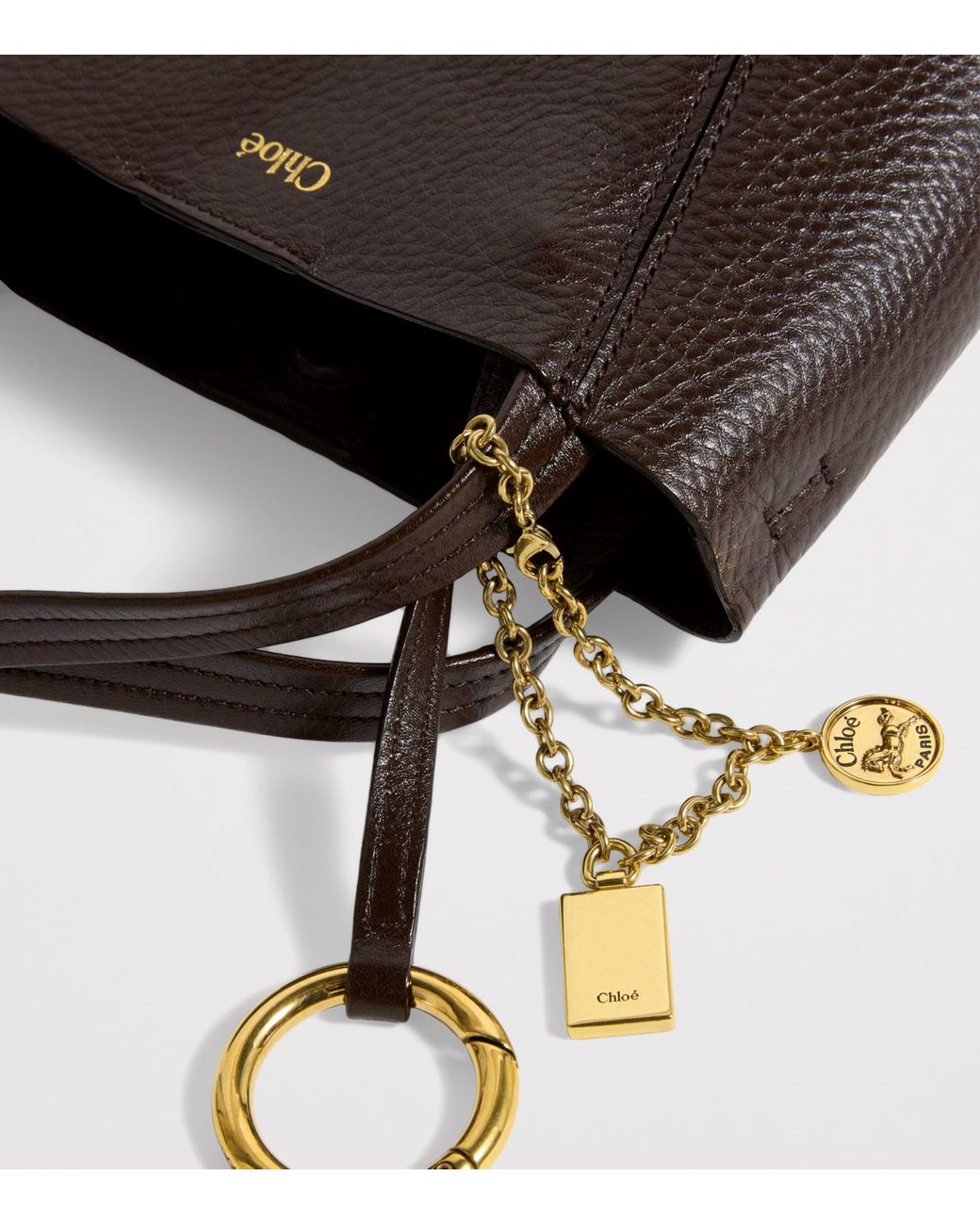 Chloé Brown Small Calfskin Spin Tote Bag