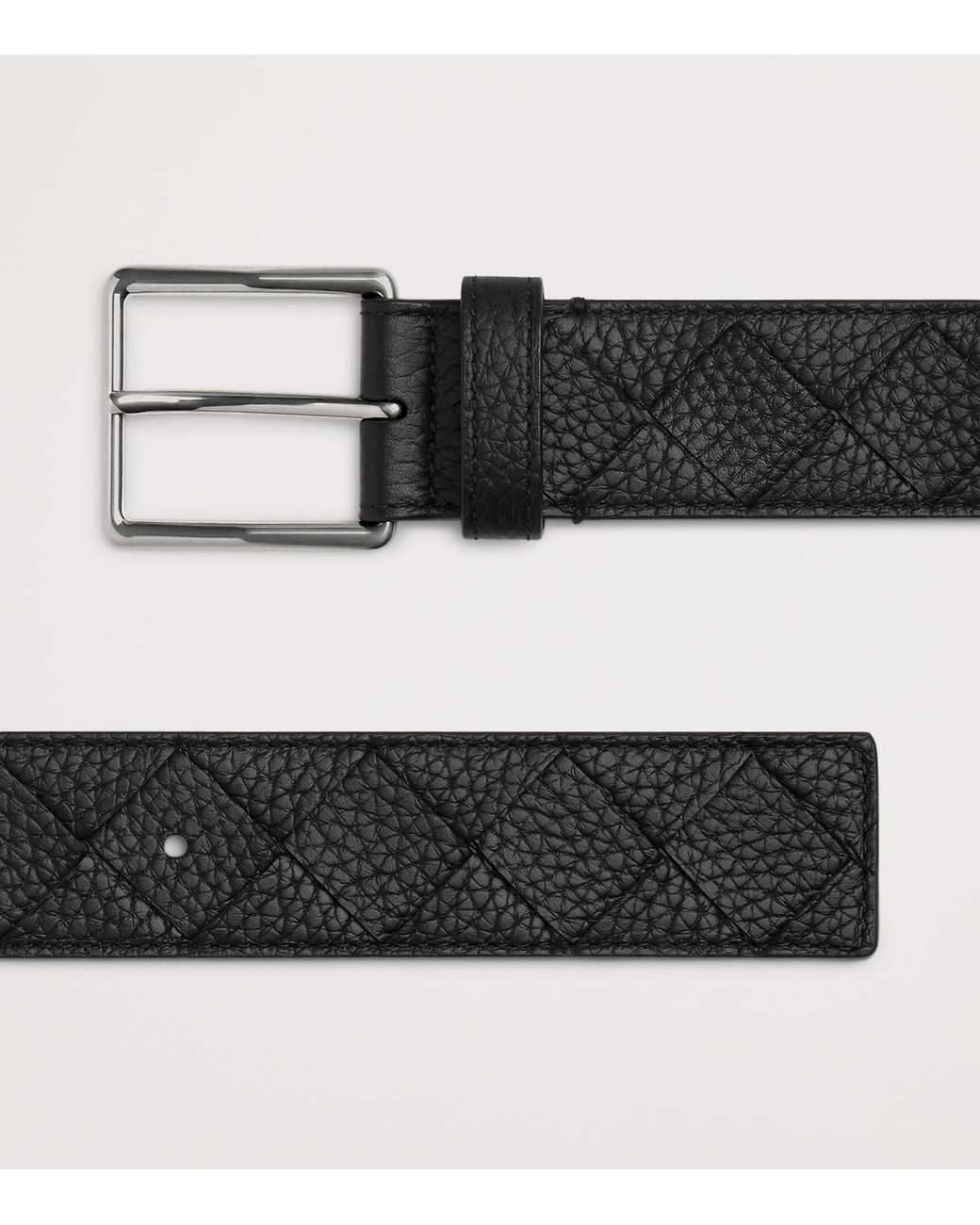 Bottega Veneta Black Leather Intrecciato Belt for men