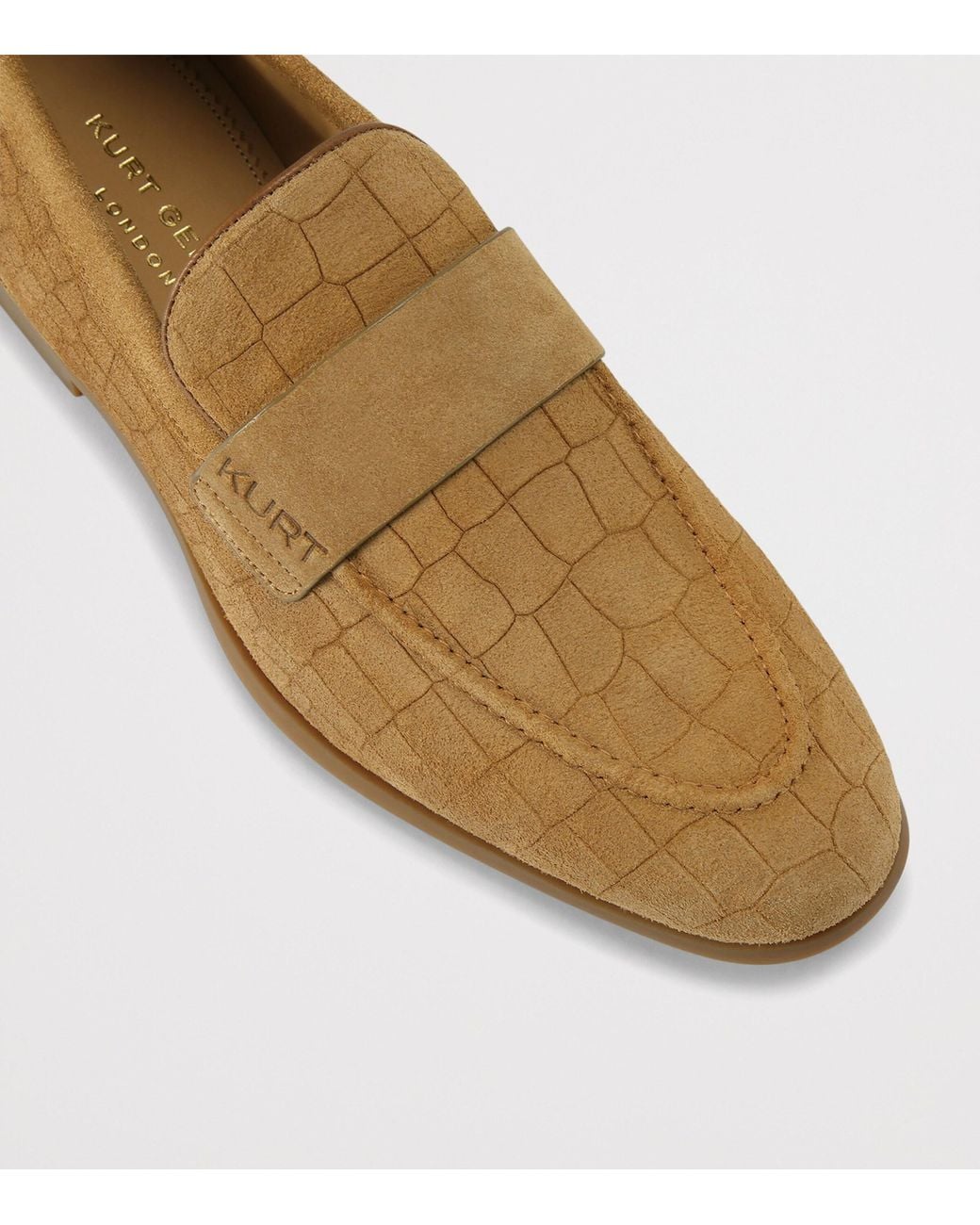 Kurt Geiger Brown Croc-Embossed Suede Aldgate Flex Loafers