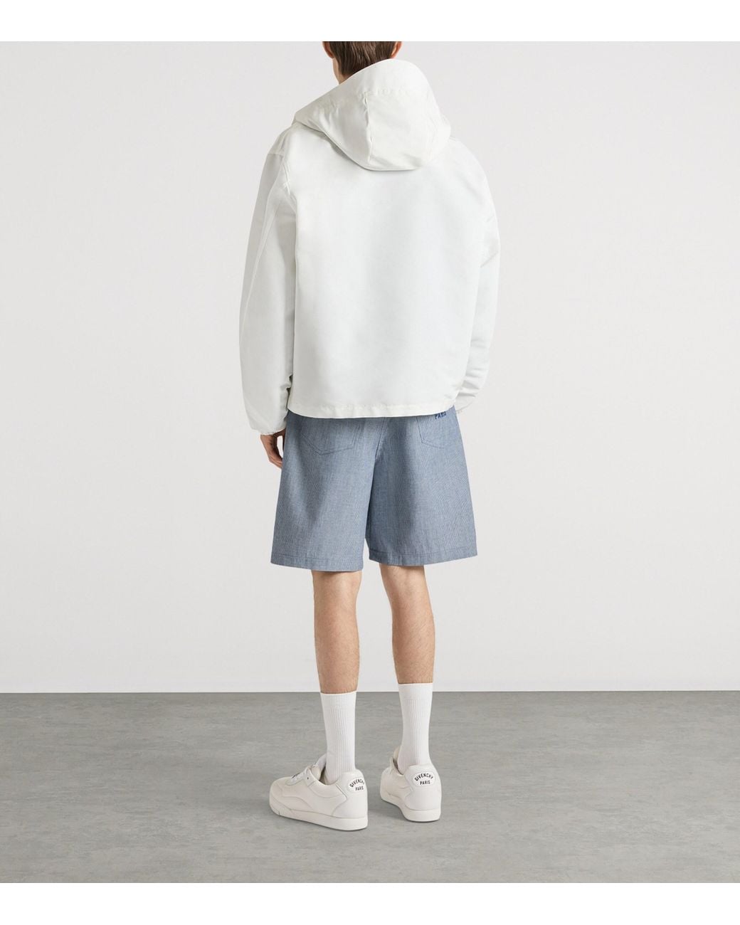 Givenchy White Logo Hooded Windbreaker Jacket for men