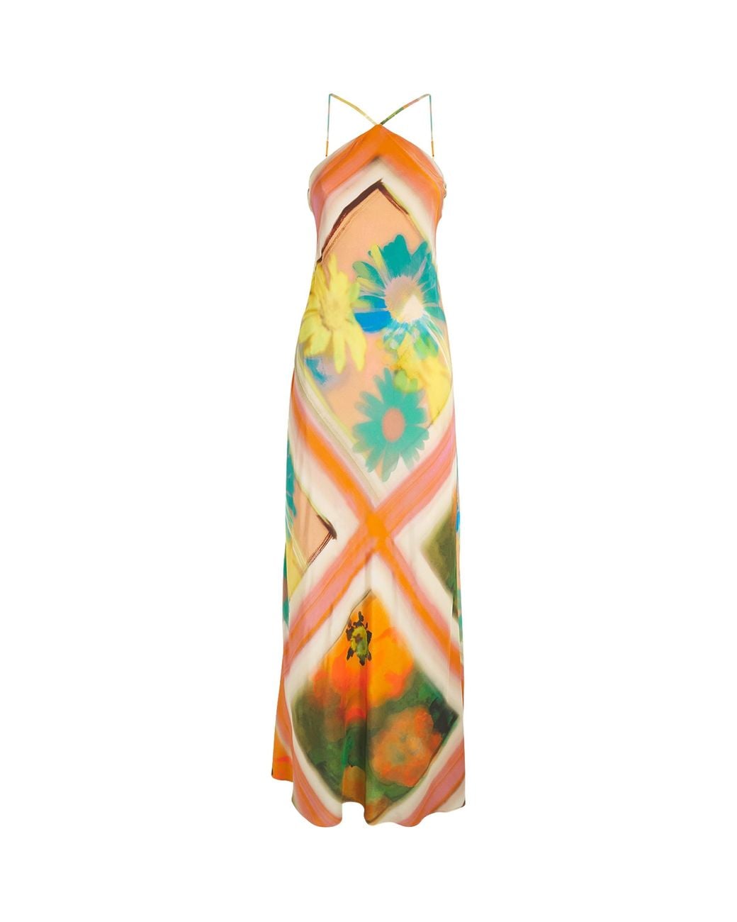 Staud Metallic Halterneck Cubism Maxi Dress