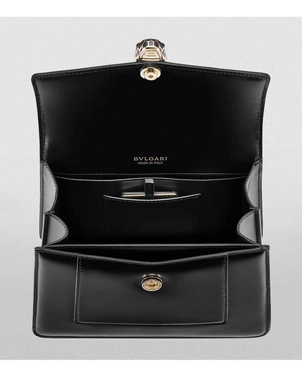 BVLGARI Black Leather Serpenti Forever Top-Handle Bag
