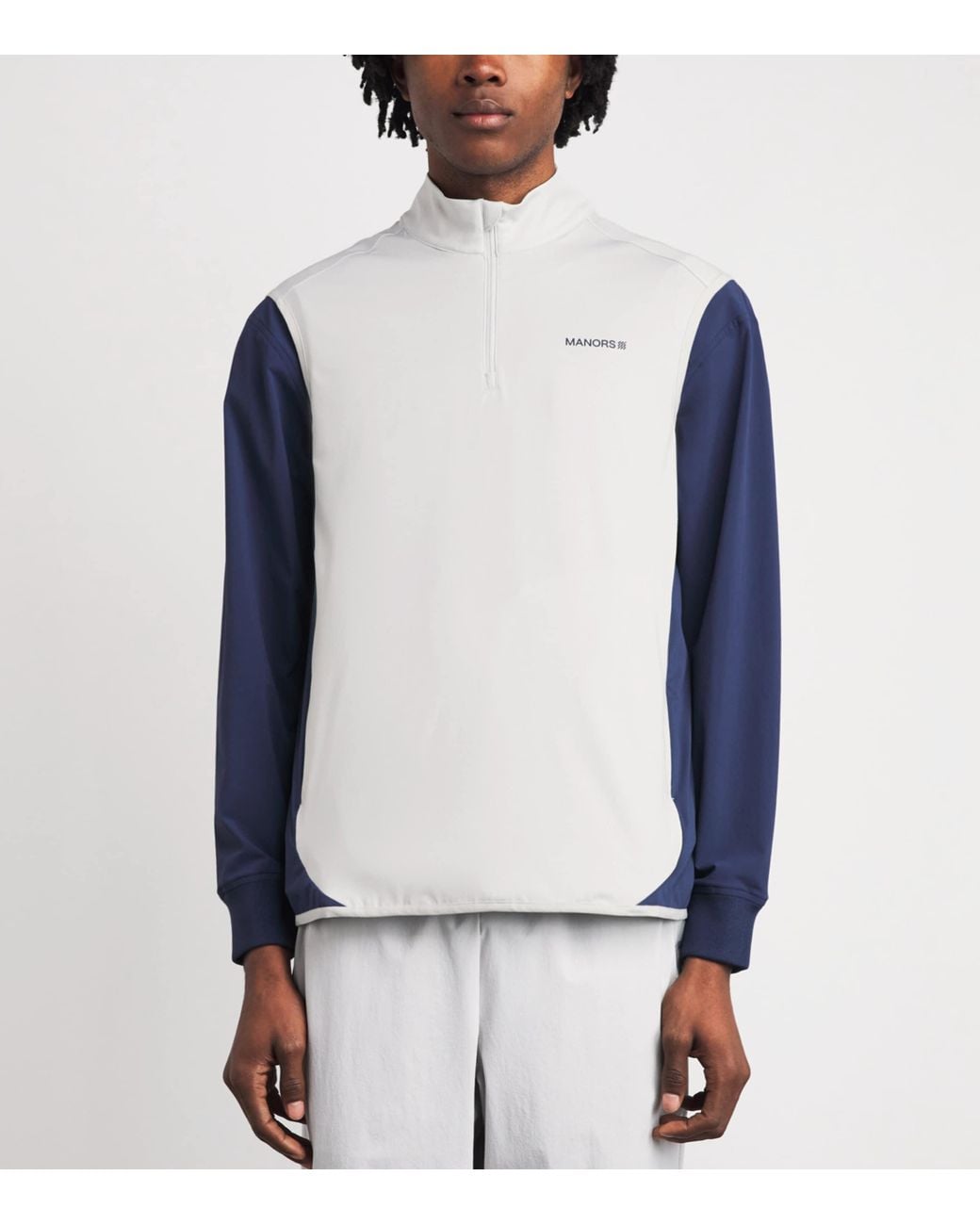 Manors Gray Tech Quarter-Zip Gilet for men