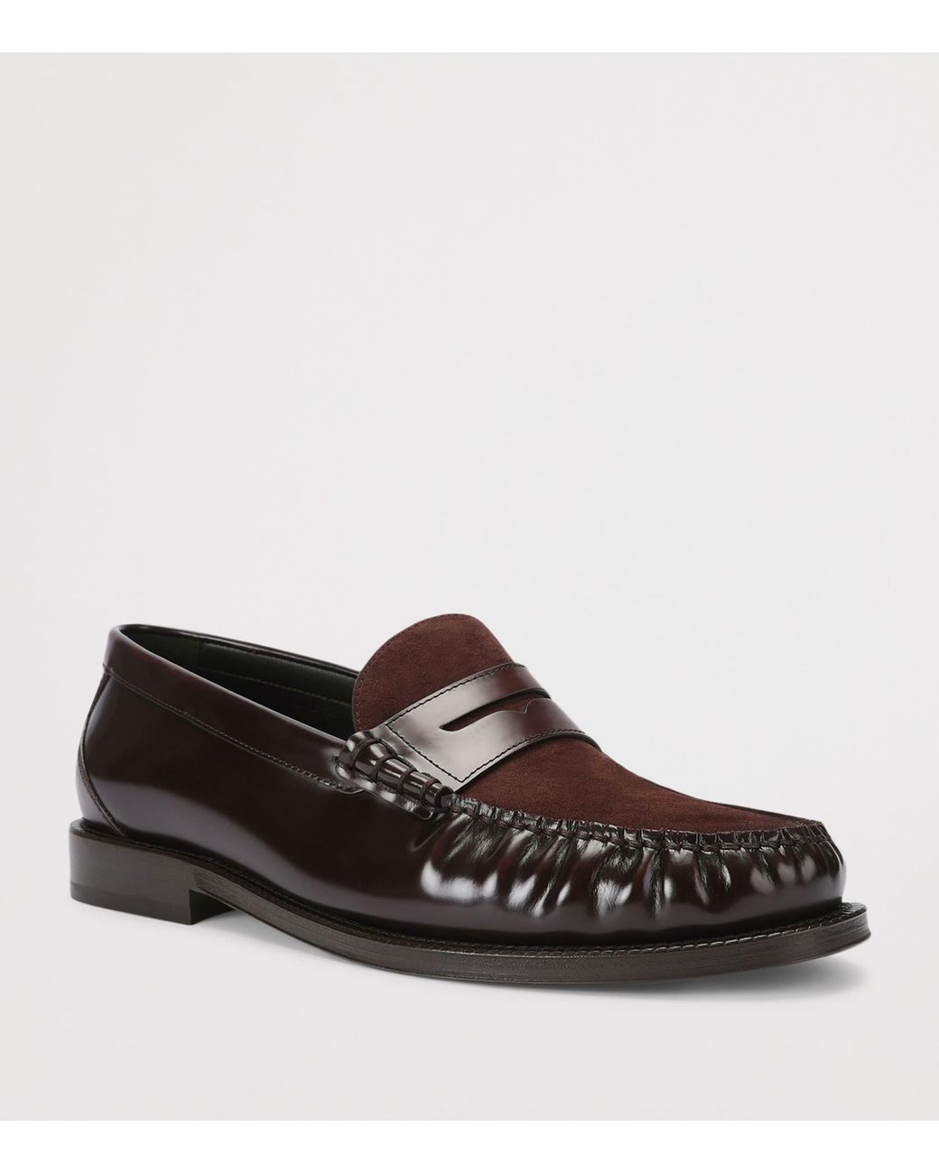 Brunello Cucinelli Black Patent Leather Penny Loafers for men