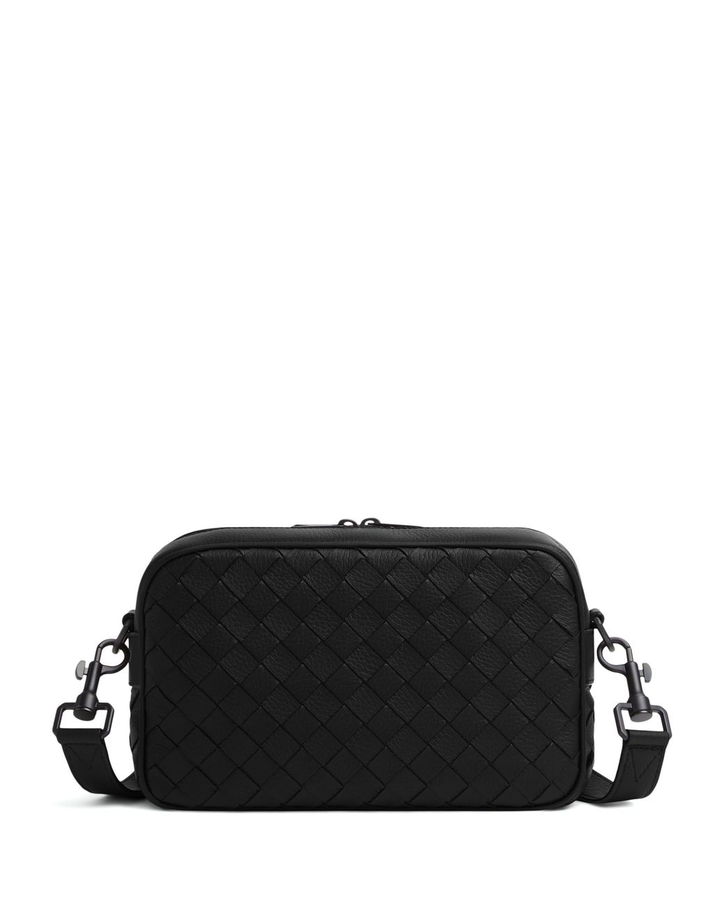 Bottega Veneta Black Small Leather Intrecciato Camera Bag for men