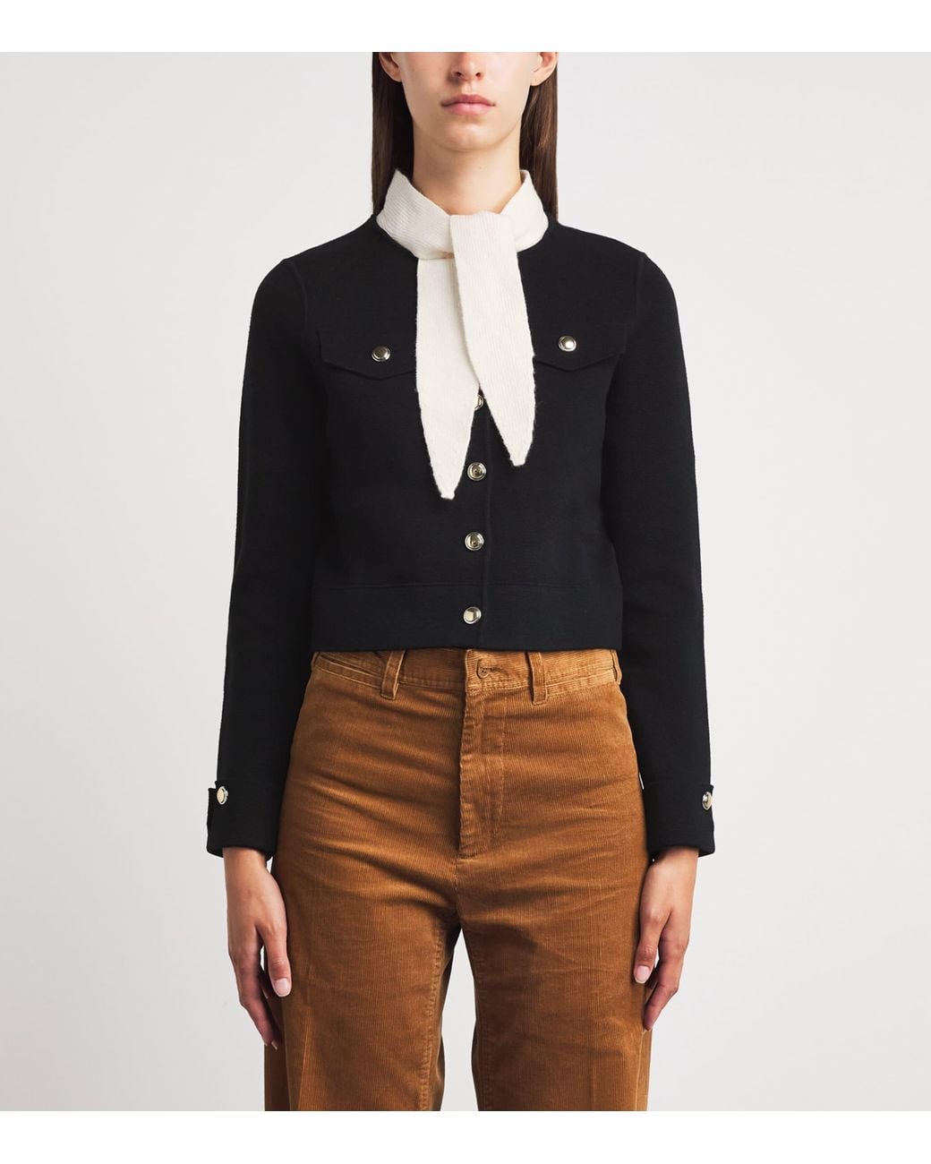 Claudie Pierlot Black Wool-Cotton Scarf Cardigan