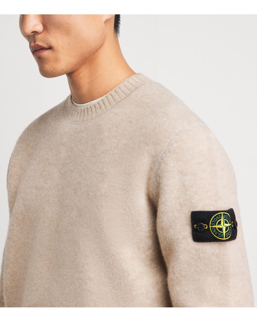 Stone Island Natural Knitted Crew-Neck Sweater for men