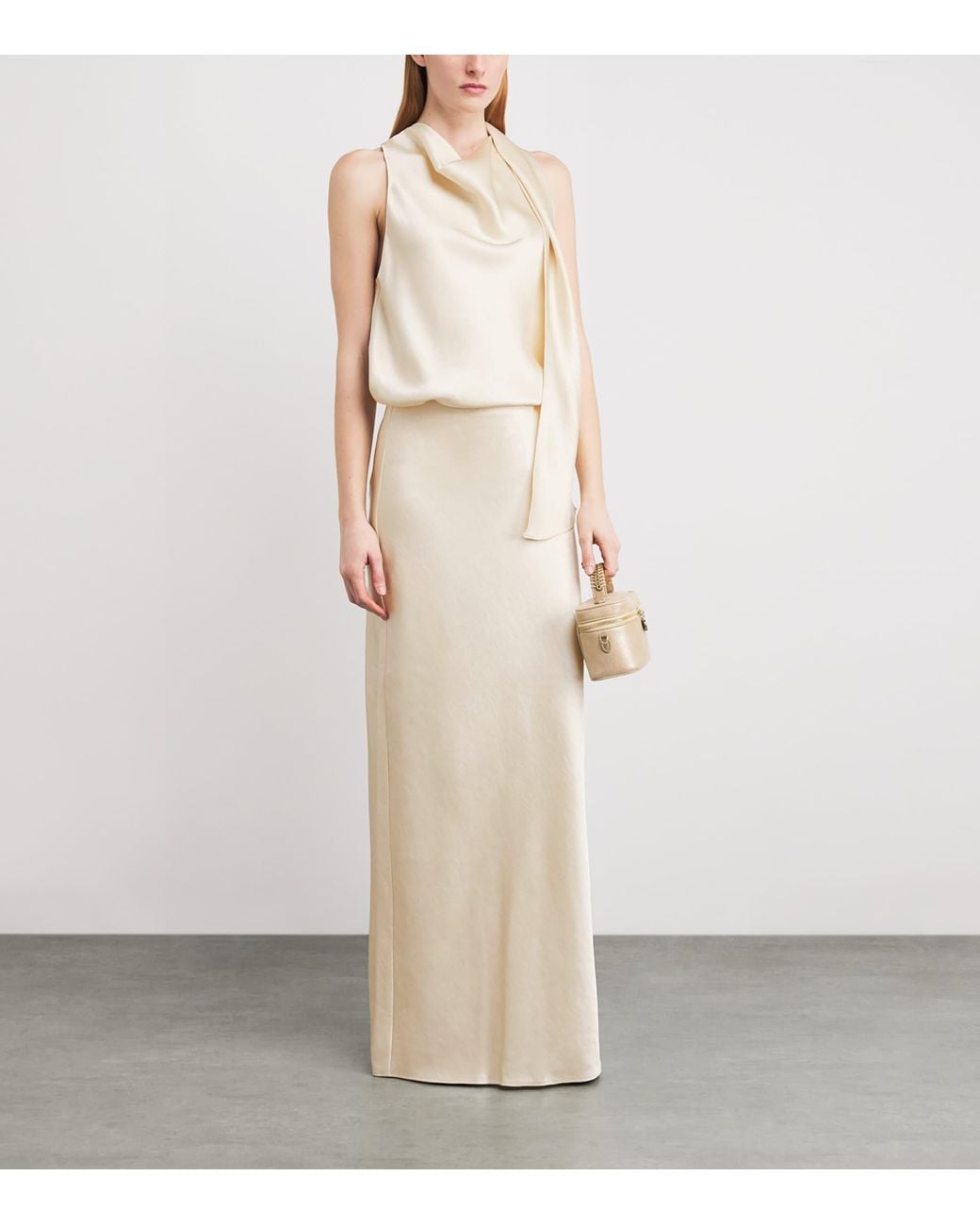 Vince White Satin Bias-Cut Column Skirt