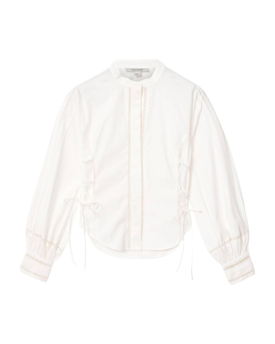 AllSaints White Organic Cotton Open-Work Frances Shirt