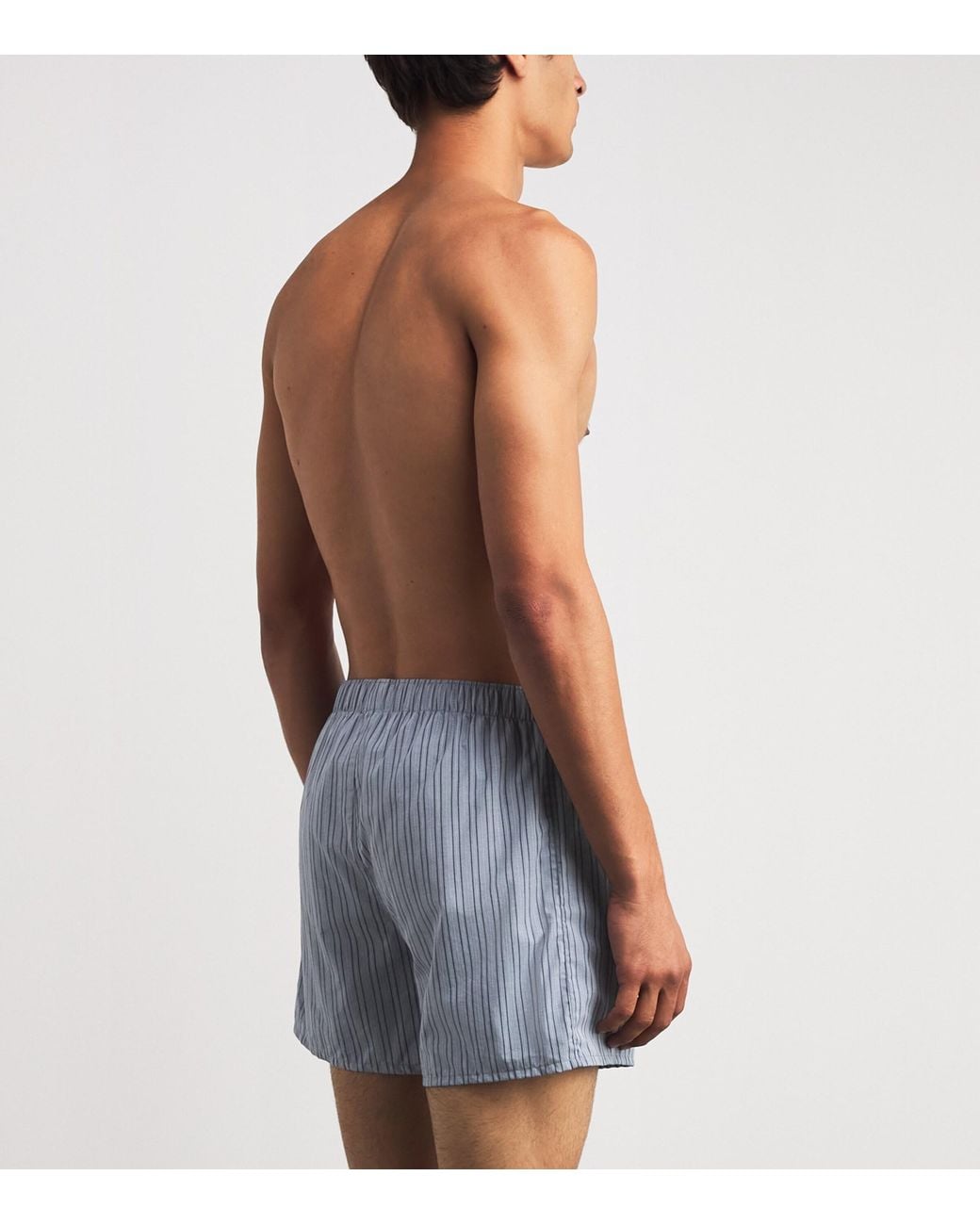 Hanro Blue Cotton Fancy Woven Boxer Shorts for men
