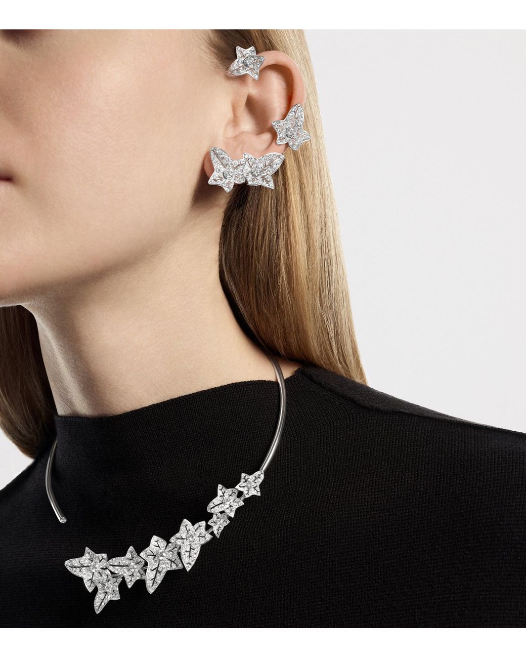 Boucheron White And Diamond Lierre De Paris Asymmetric Clip Earrings