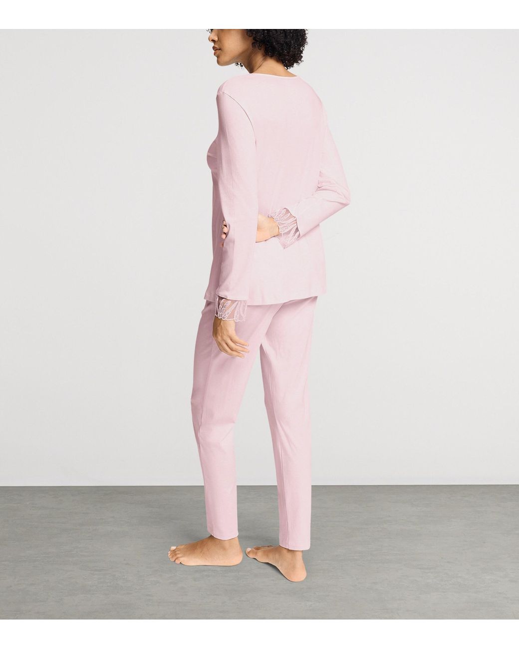Hanro Pink Cotton Rosaria Long-Sleeve Pyjama Set