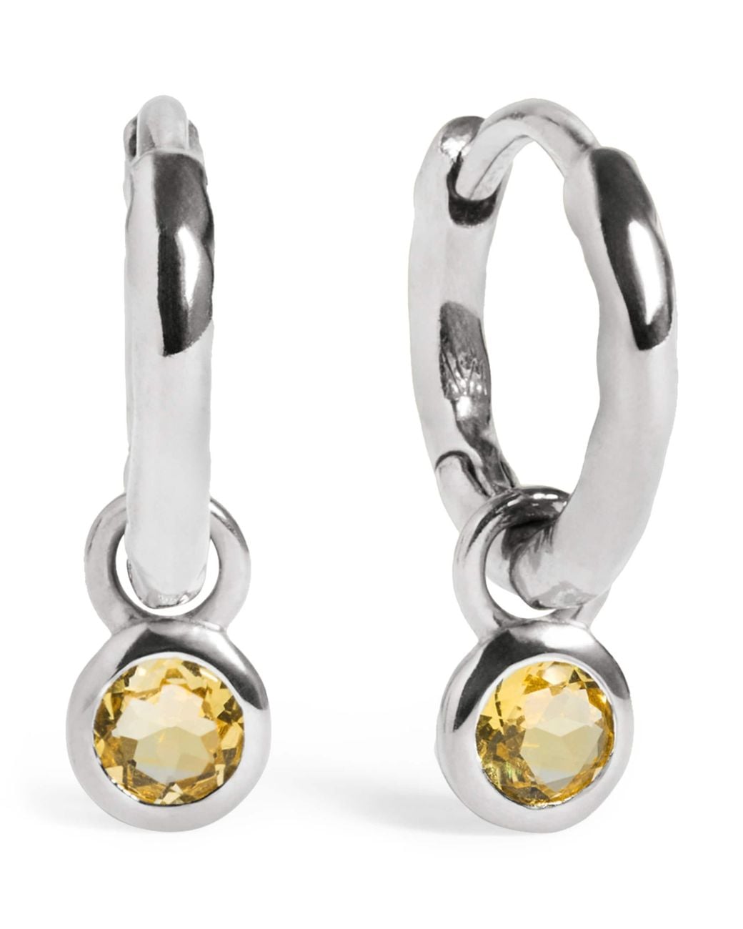 Monica Vinader Metallic Sterling And Citrine November Birthstone Huggie Earrings