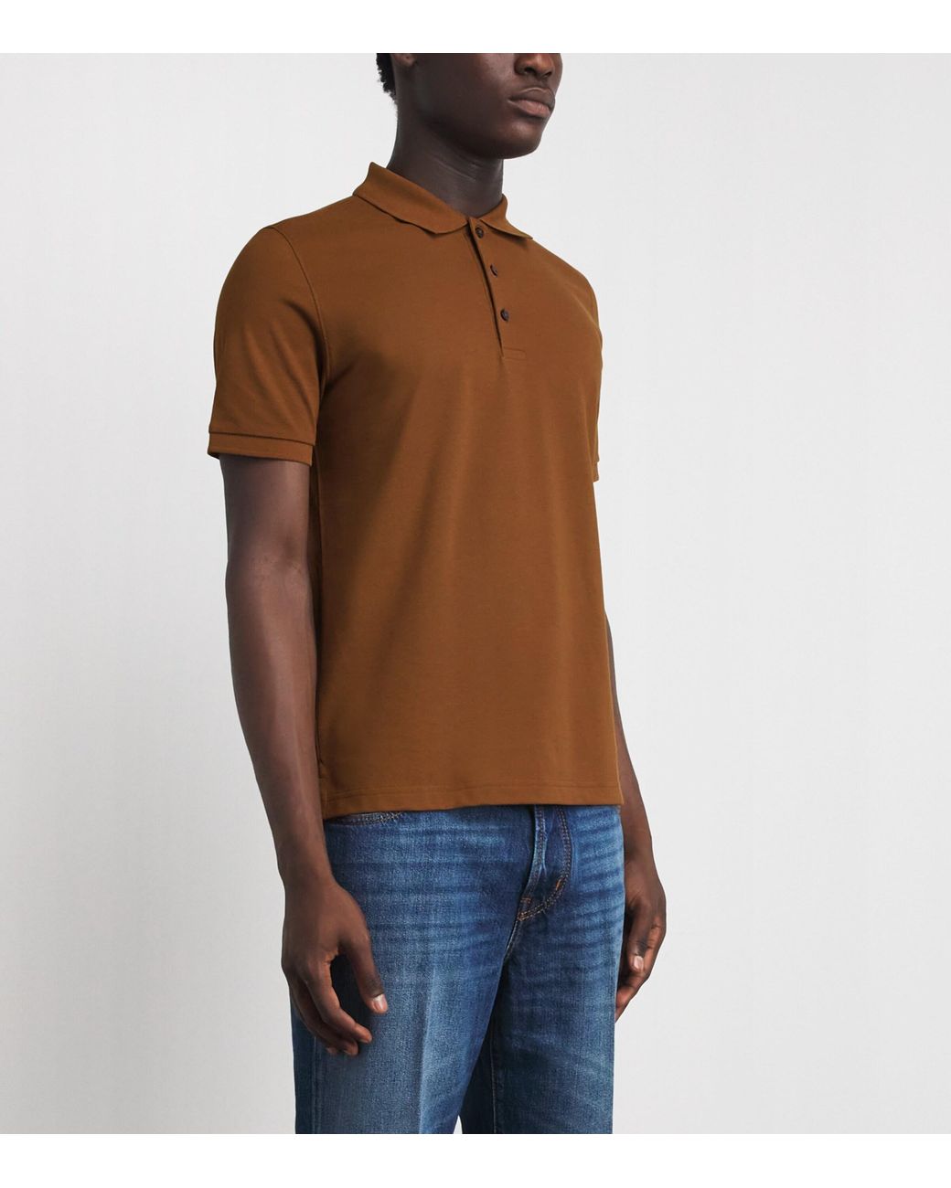 Falke Brown Pima Cotton Piqué Polo Shirt for men
