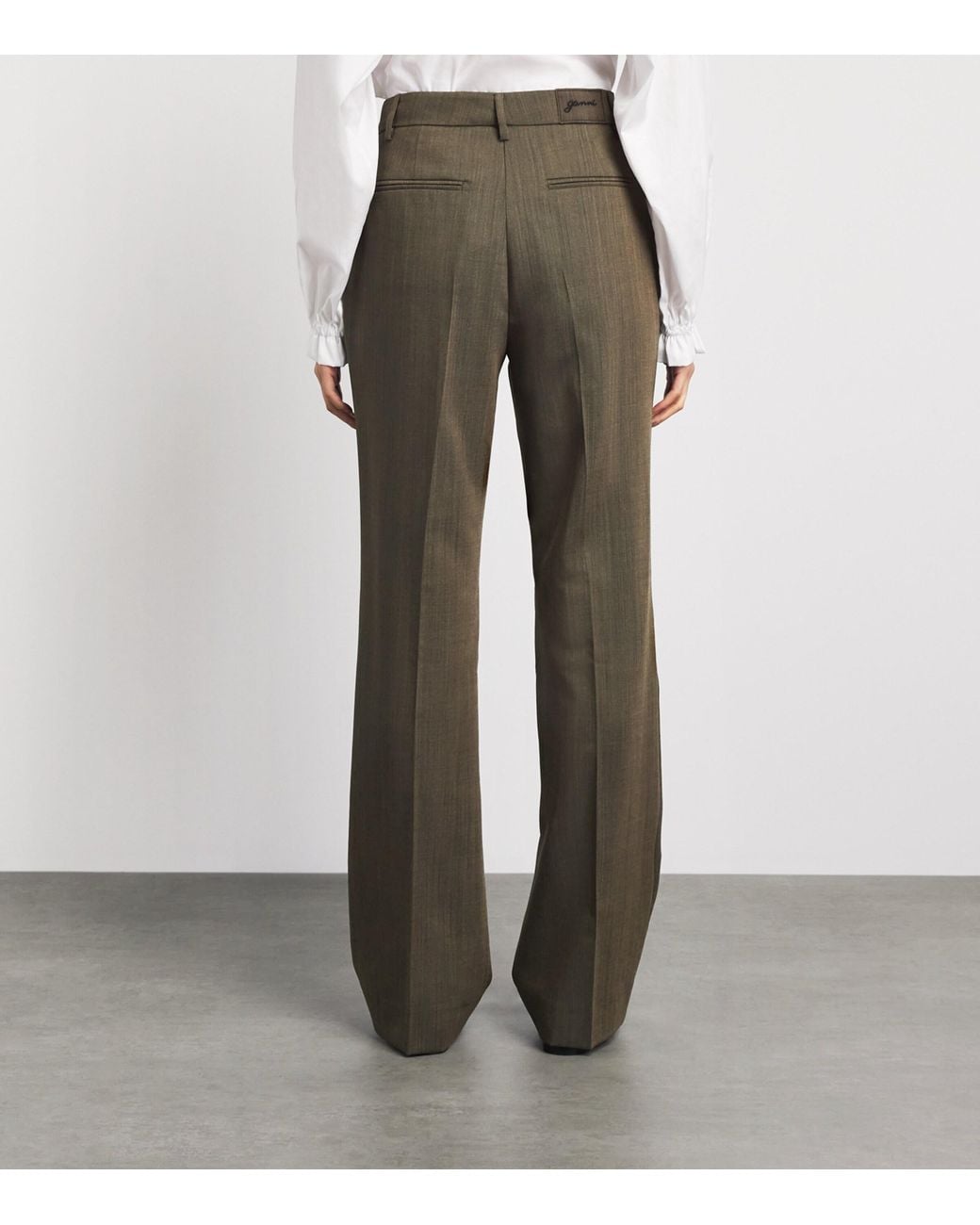 Ganni Gray Wool Straight Trousers for men