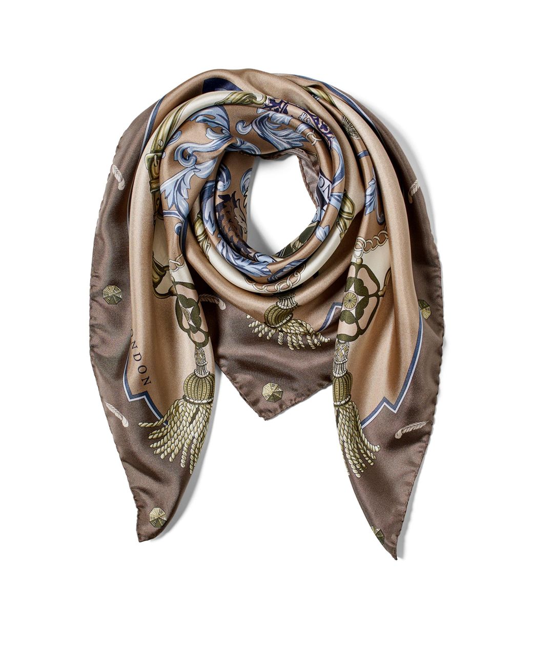 Aspinal Metallic Silk Signature Printed Scarf