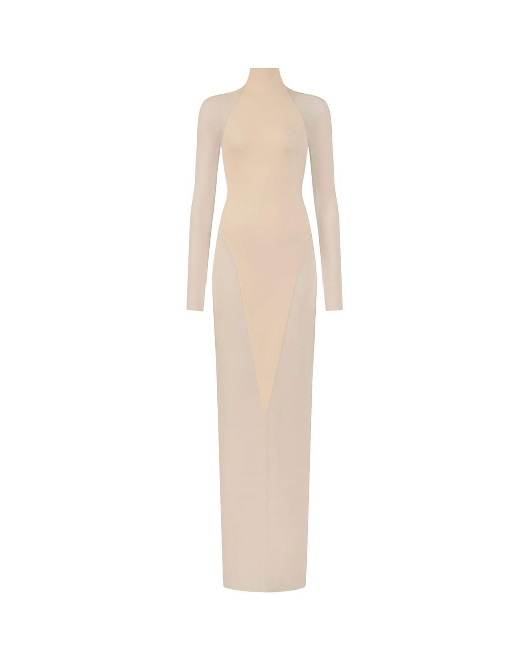 Alaïa White Jersey High-Neck Maxi Dress