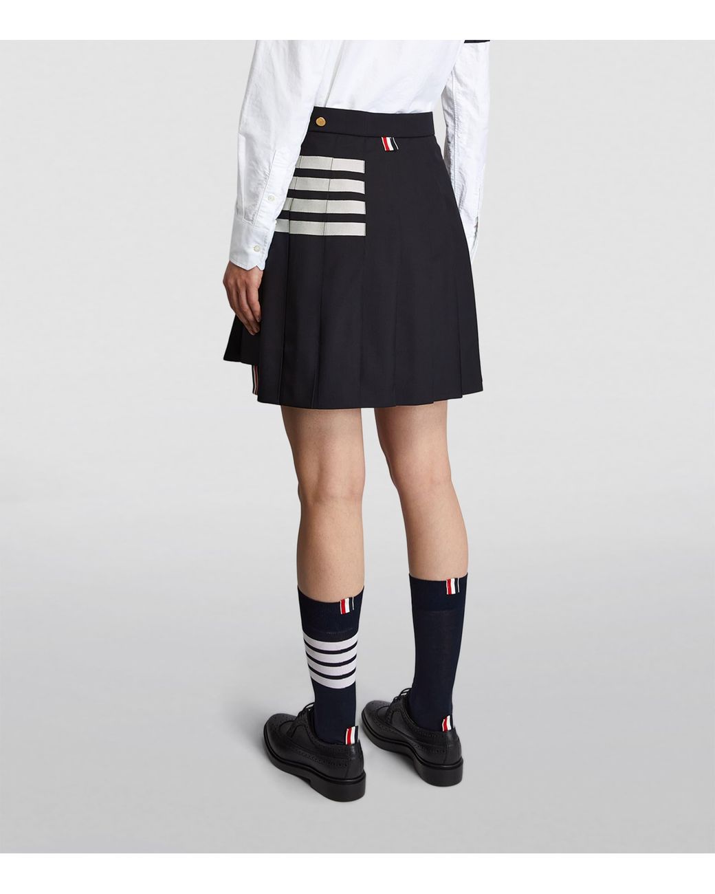 Thom Browne Blue Pleated Mini Skirt