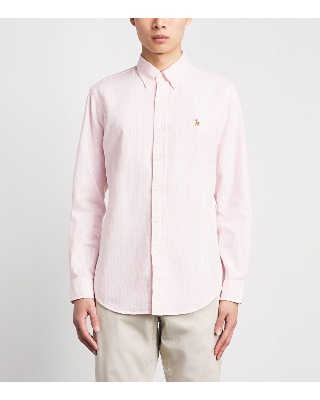 Polo Ralph Lauren Pink Cotton Stripe Oxford Shirt for men