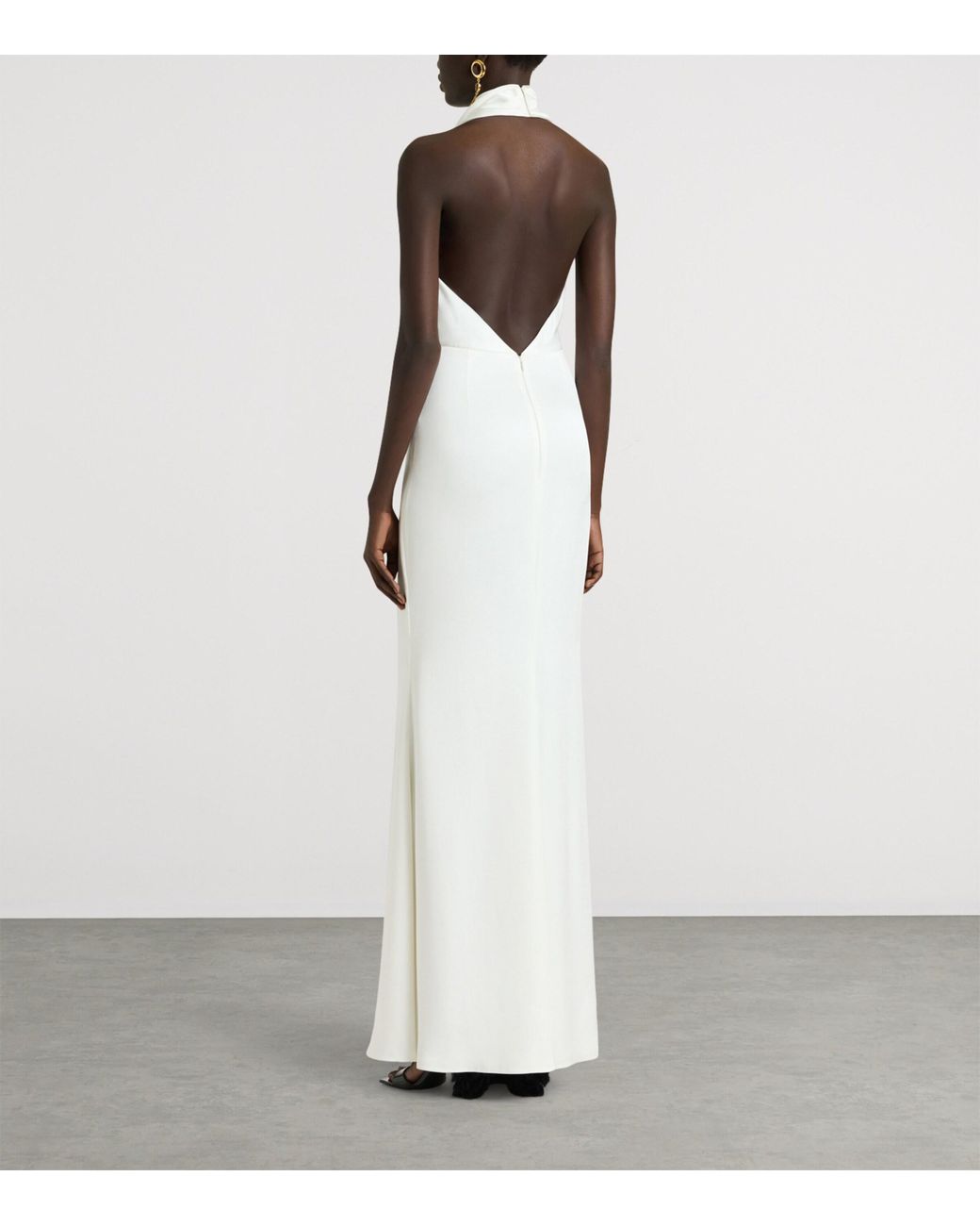 Givenchy White Satin Halterneck Maxi Dress