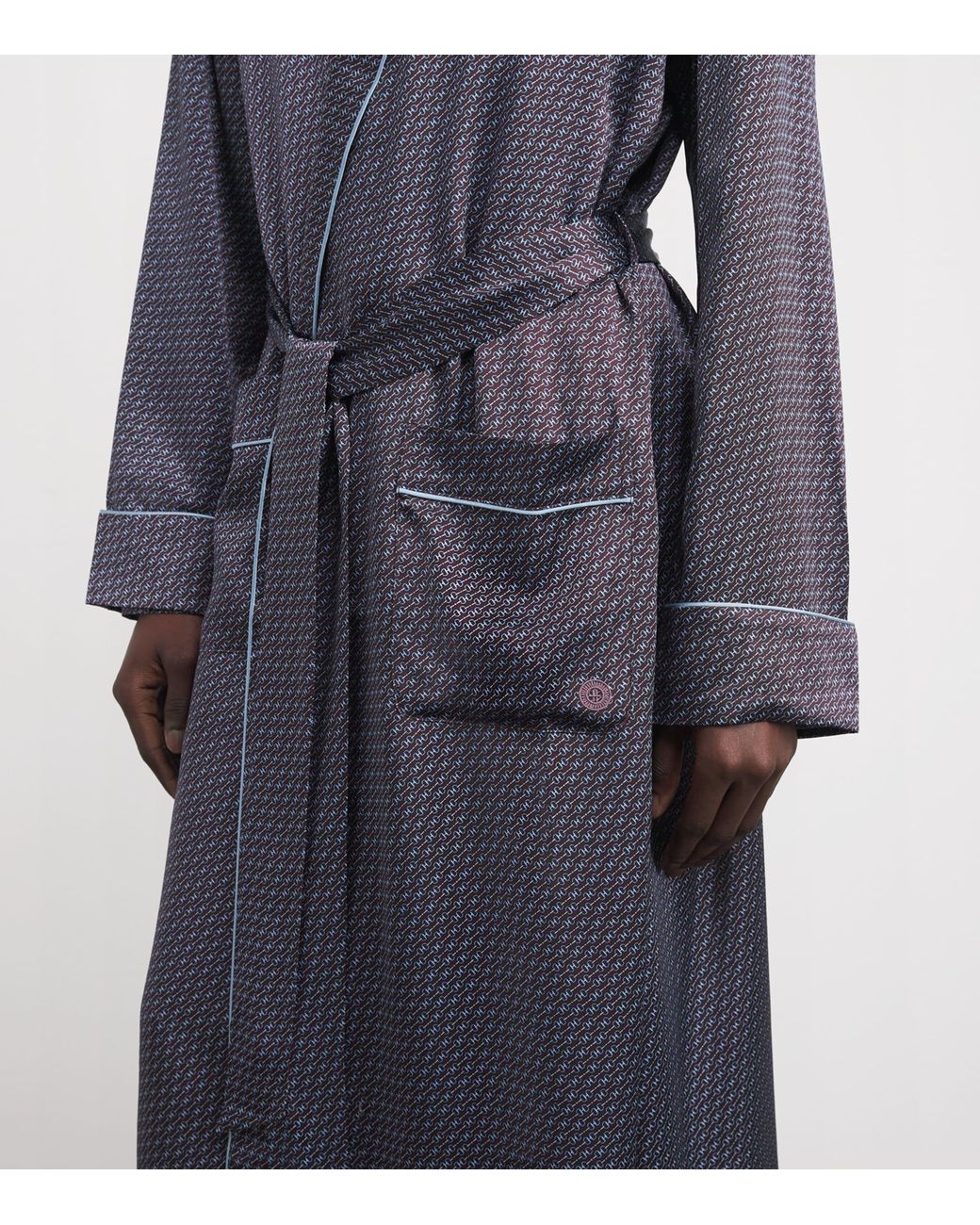 Harrods Blue Silk Snaffle Print Night Robe for men