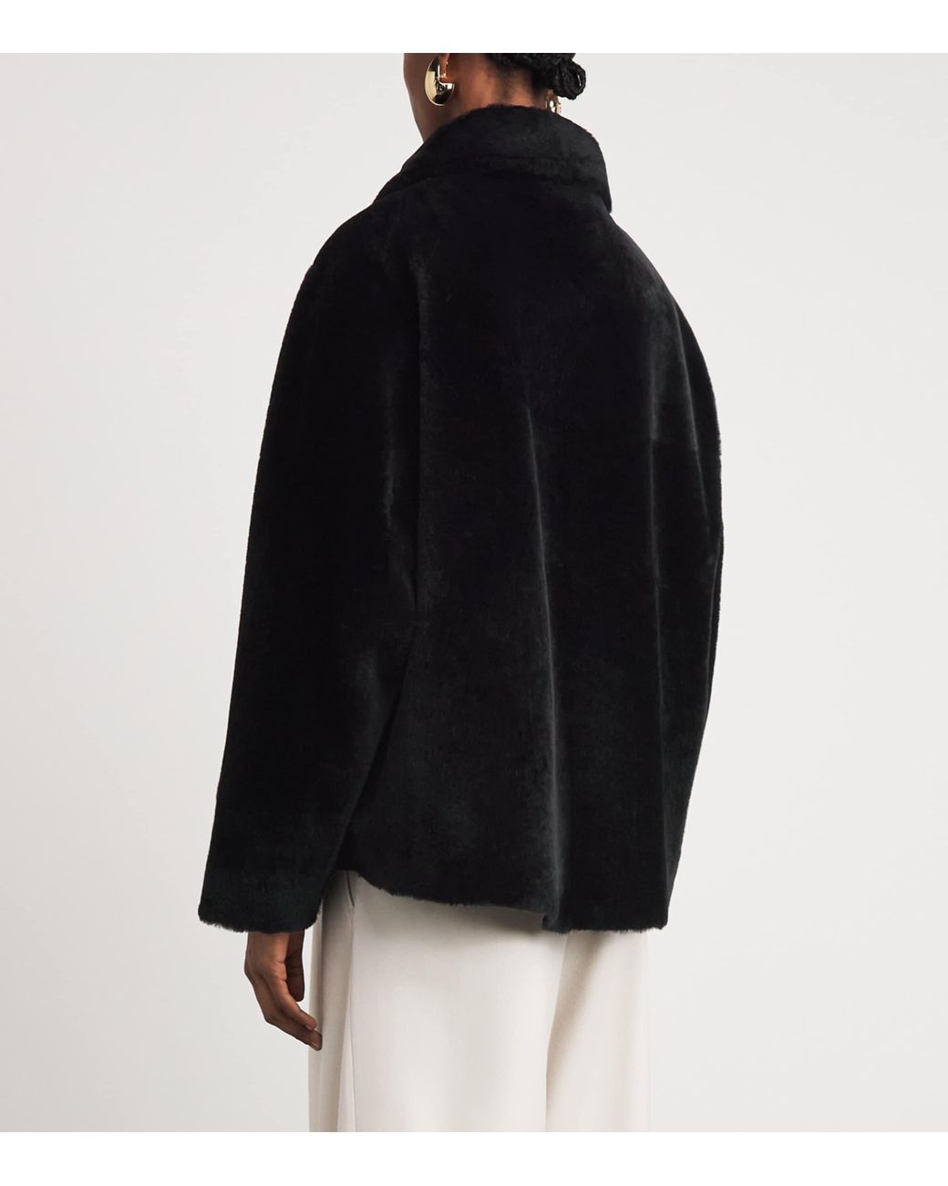 Kiton Black Shearling Reversible Jacket