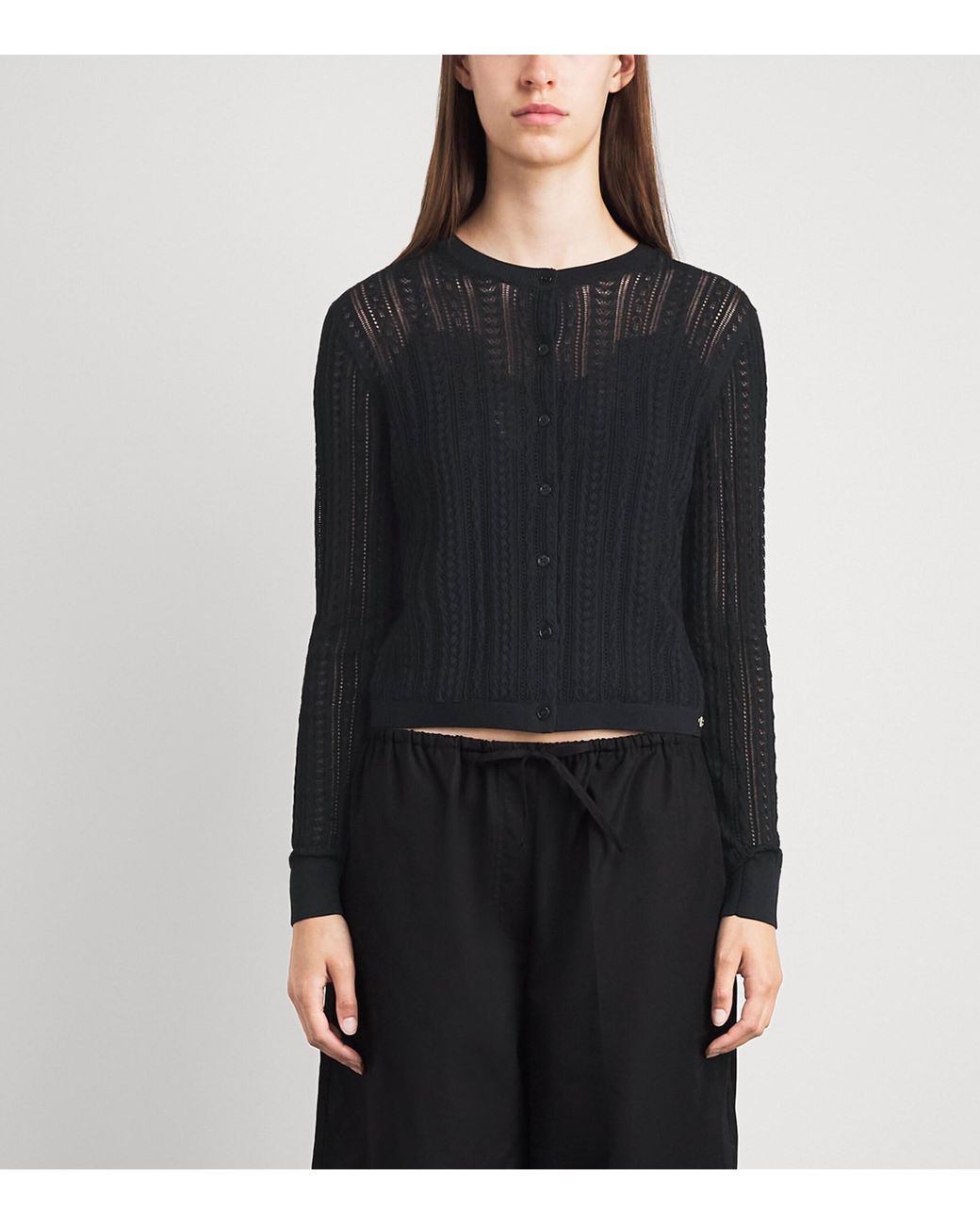 Anine Bing Blue Open-Knit Moni Cardigan