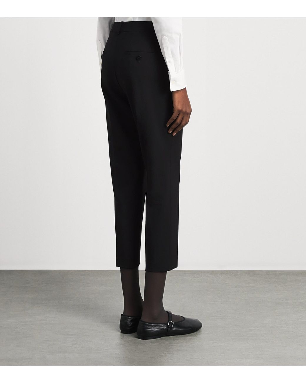 Theory Black Stretch-Wool Cropped Treeca Trousers
