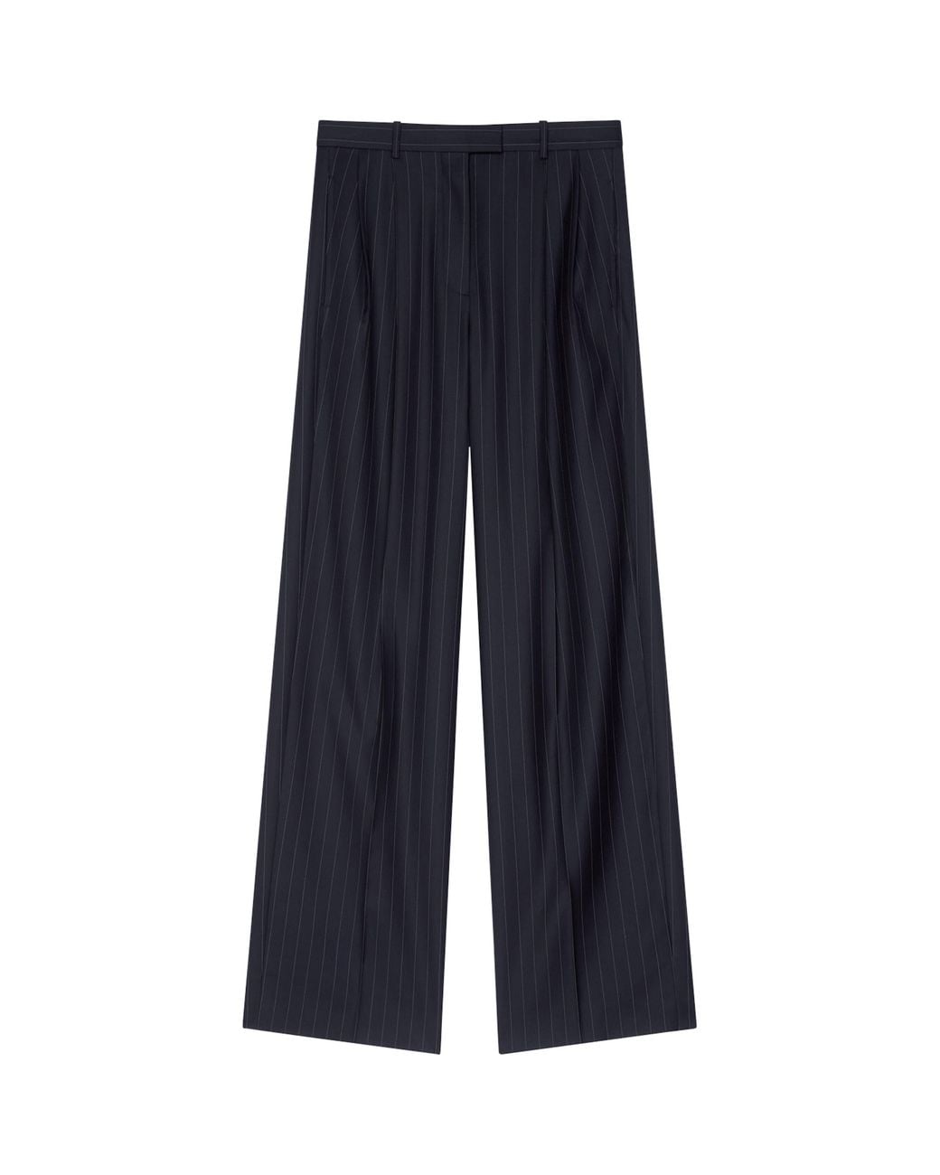 Givenchy Blue Wool Stripe Wide-Leg Trousers