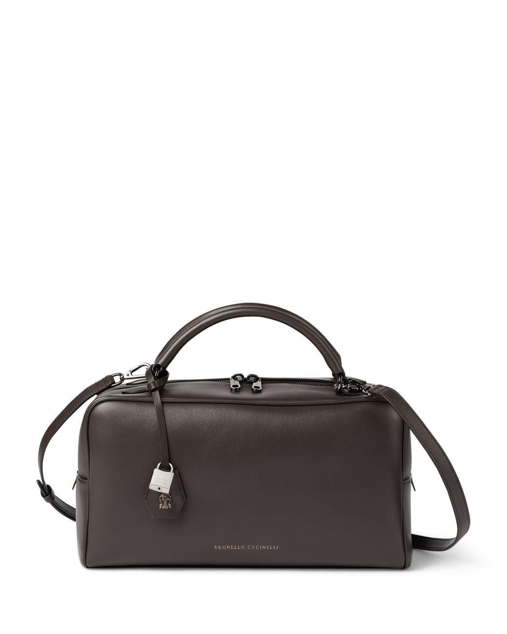 Brunello Cucinelli Brown Leather Explorer Boston Top-Handle Bag
