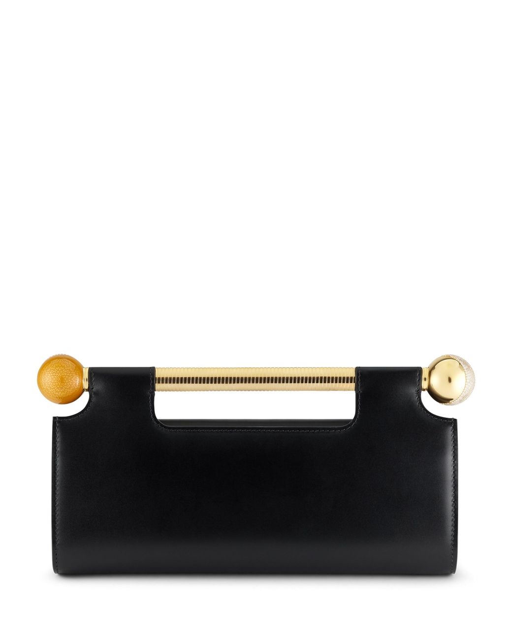 BVLGARI Black Leather Tubogas Sphere Clutch Bag