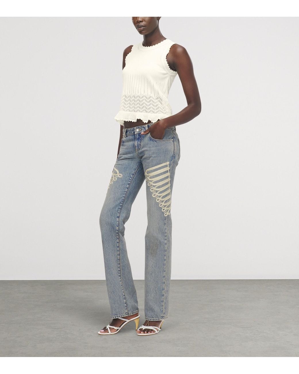 McQueen Natural Pointelle Tank Top