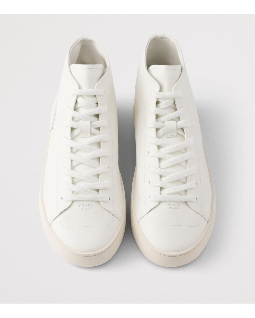 Prada White Leather Court High-Top Sneakers for men