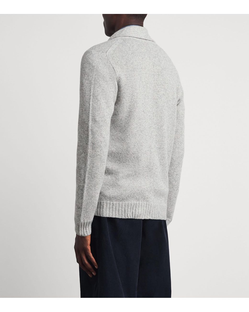 John Smedley Gray Recycled Cashmere-Wool Rockford Shawl Cardigan for men