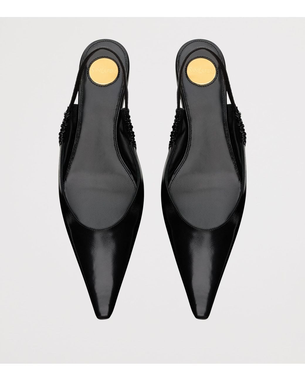 Saint Laurent Black Leather Anne-Marie Slingback Flats